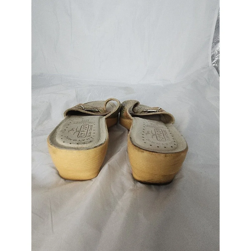 Fly Flot comfort Sandals 40 US 9 multicolor buckle  Leather Italian‎ Wedge Shoes